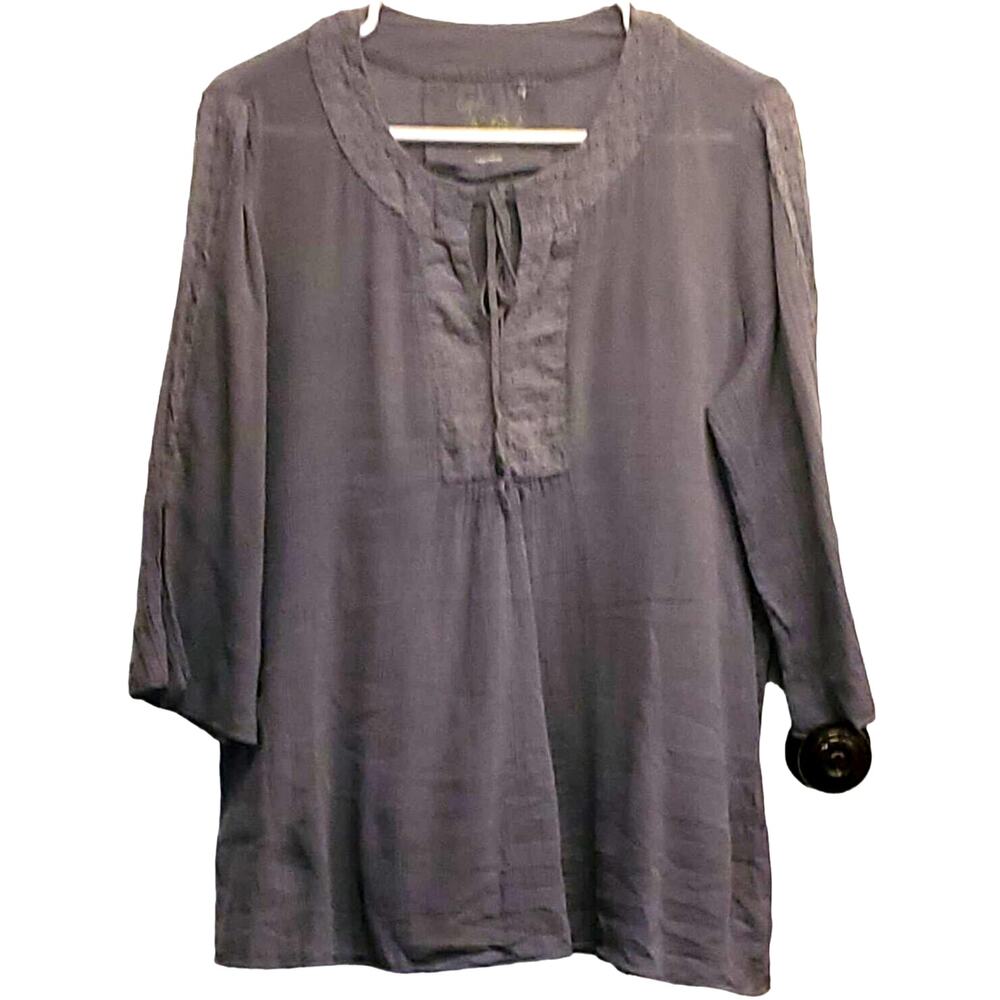 Green Dragon Freedom Flowy 1/2 Sleeve Tunic Boho Festival Blouse Size Medium